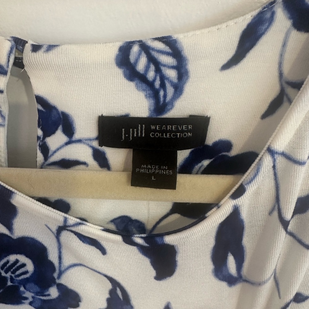 J.Jill Floral Blue and Cream Dress - Picture 4 of 6